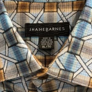 Men's JHaneBarnes long sleeve shirt  XL/TG blue/tan